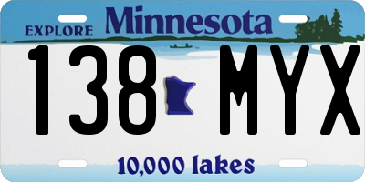MN license plate 138MYX
