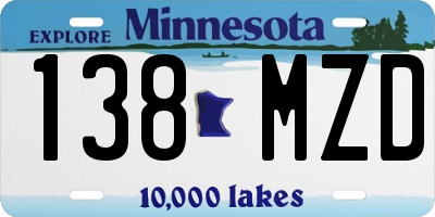 MN license plate 138MZD