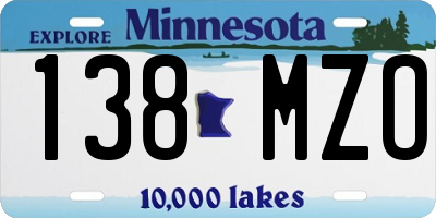 MN license plate 138MZO