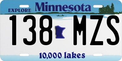 MN license plate 138MZS