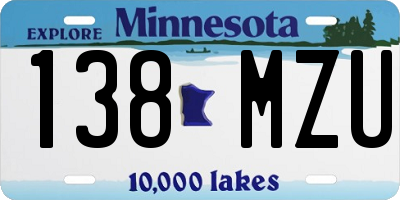 MN license plate 138MZU