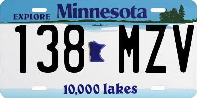 MN license plate 138MZV