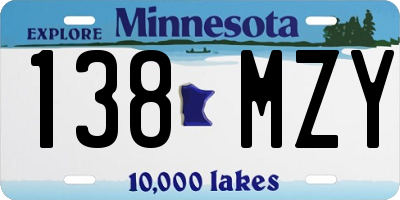 MN license plate 138MZY