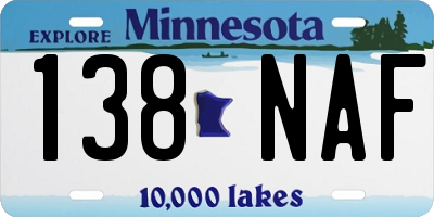 MN license plate 138NAF