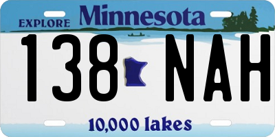 MN license plate 138NAH