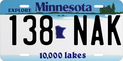 MN license plate 138NAK