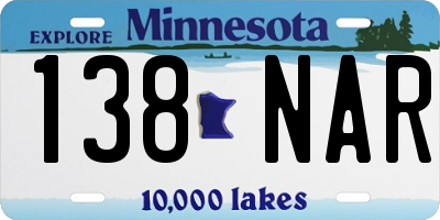 MN license plate 138NAR
