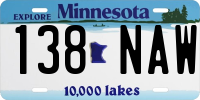 MN license plate 138NAW