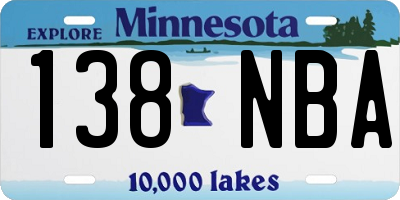 MN license plate 138NBA