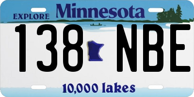 MN license plate 138NBE