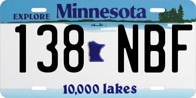 MN license plate 138NBF