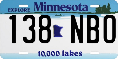 MN license plate 138NBO