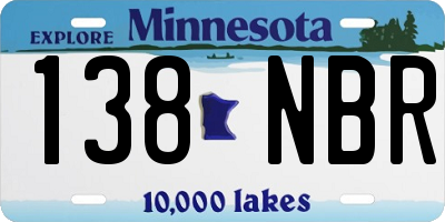 MN license plate 138NBR