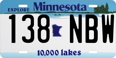 MN license plate 138NBW