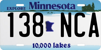 MN license plate 138NCA