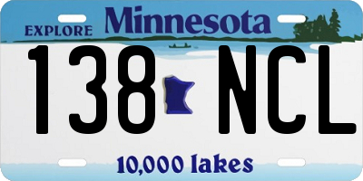 MN license plate 138NCL