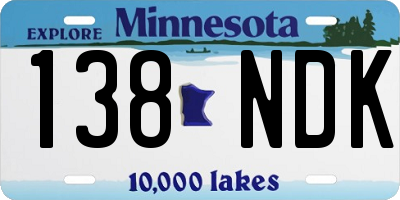 MN license plate 138NDK