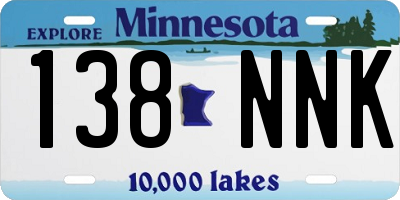 MN license plate 138NNK
