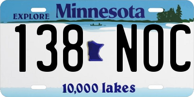 MN license plate 138NOC