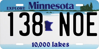 MN license plate 138NOE