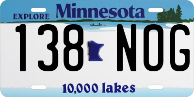 MN license plate 138NOG