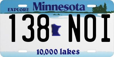MN license plate 138NOI