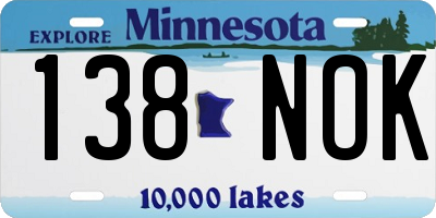 MN license plate 138NOK