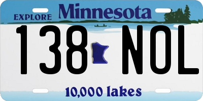 MN license plate 138NOL
