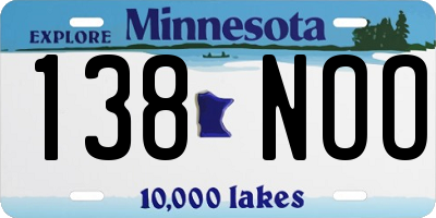 MN license plate 138NOO