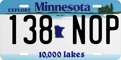 MN license plate 138NOP