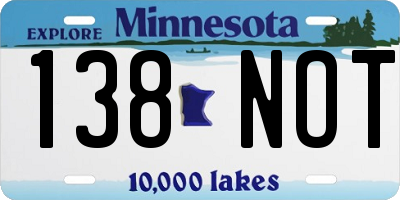MN license plate 138NOT