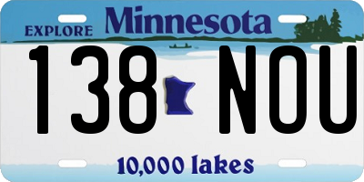 MN license plate 138NOU