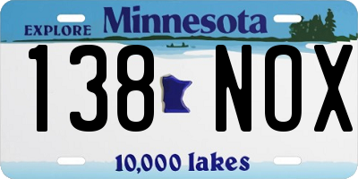 MN license plate 138NOX