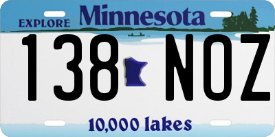 MN license plate 138NOZ