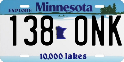 MN license plate 138ONK