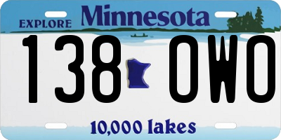 MN license plate 138OWO