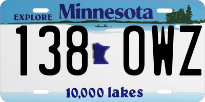 MN license plate 138OWZ