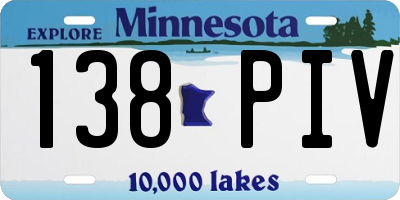 MN license plate 138PIV