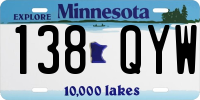 MN license plate 138QYW