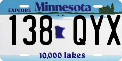 MN license plate 138QYX