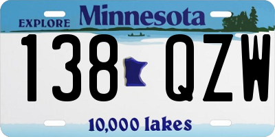 MN license plate 138QZW