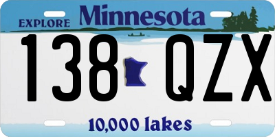 MN license plate 138QZX