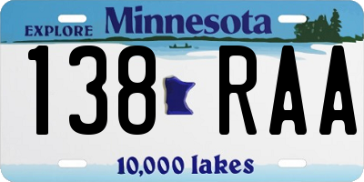 MN license plate 138RAA