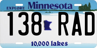 MN license plate 138RAD