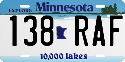 MN license plate 138RAF