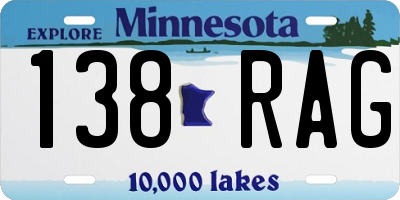MN license plate 138RAG