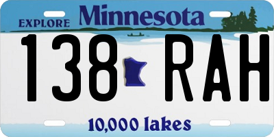 MN license plate 138RAH