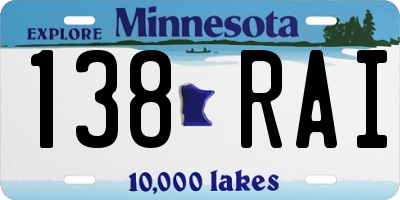MN license plate 138RAI