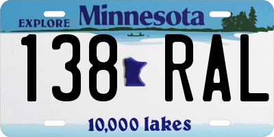 MN license plate 138RAL