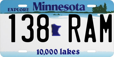 MN license plate 138RAM